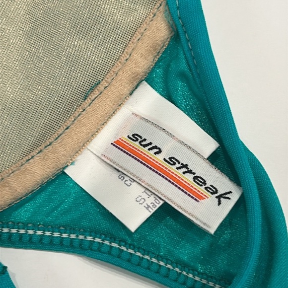 Sun Streak retro teal colored underwire bikini swim top size 34B - Picture 4 of 5